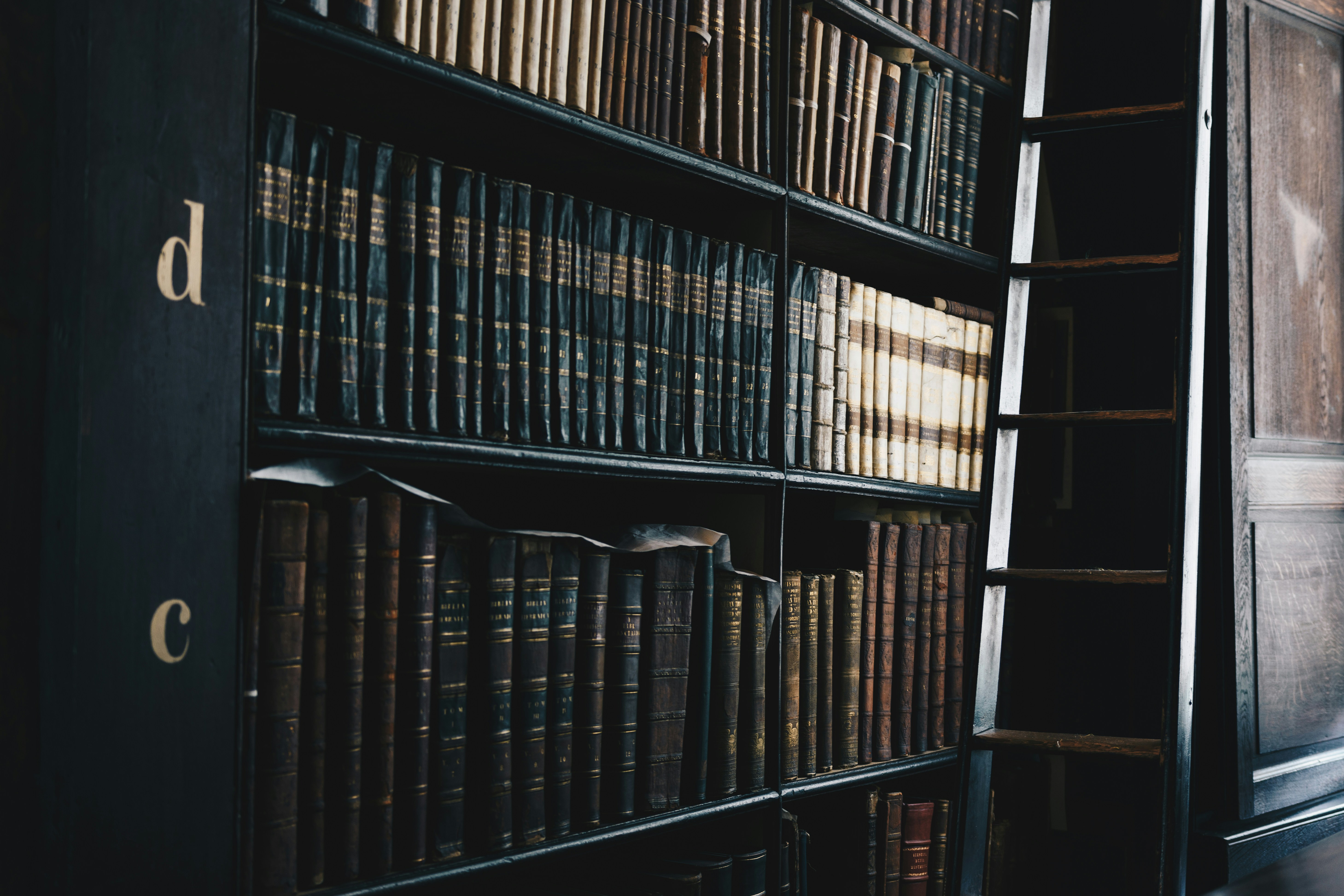 Bookshelf with old books